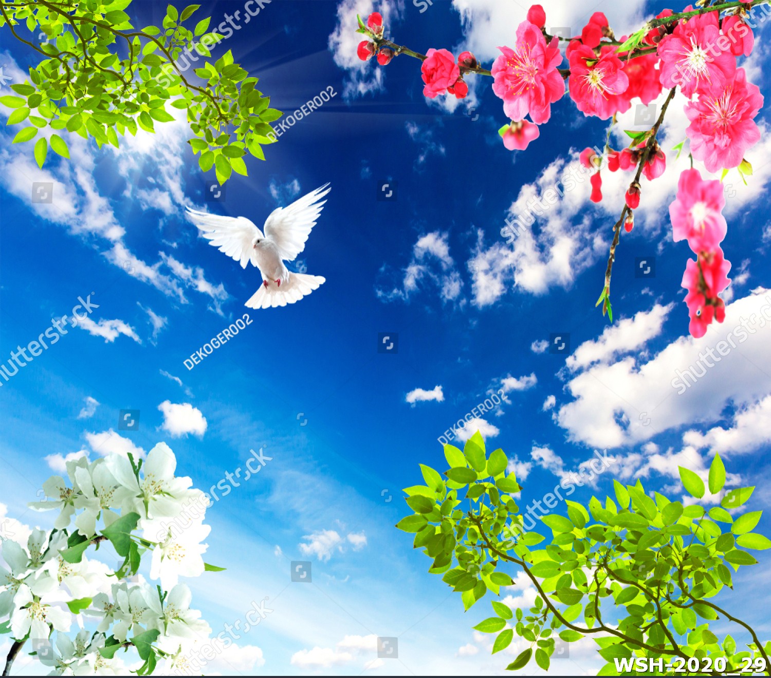 Dán trần hình hoa lá WSH-2020_29